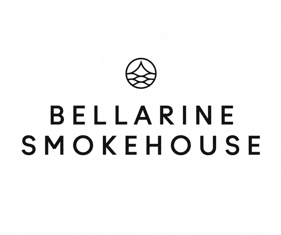 Bellarine Smokehouse logo in black text and icon on a plain white background.