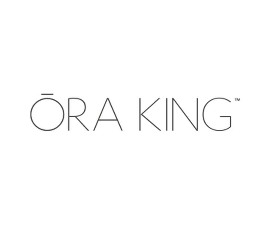 The logo for Ōra King features thin dark gray outline lettering on a solid white background.